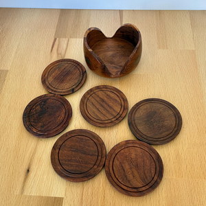 Ensemble de sous-verres en palissandre avec un design élégant en incrustation de laiton parfait pour un décor de table à manger intemporel de l'Inde - Product Image 4