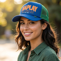 Casquettes de camionneur en mousse à 5 panneaux OEM de haute qualité pour hommes, avec impression 3D en relief et logo personnalisé