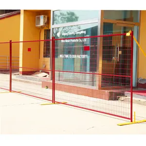red color powder coated wire and tube together welded temporary fence
