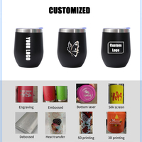Tumbler Anggur Tanpa Gagang Bentuk Telur 12oz dari Baja Anti Karat dengan Tutup Anti Tumpah, Logo Kustom, MOQ Rendah