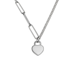 Collar de Acero Inoxidable con Colgante en Forma de Corazón para Mujer, Estilo Moderno y Popular, Collar de Acero de Titanio con Corazón para Mujer - Product Image 6