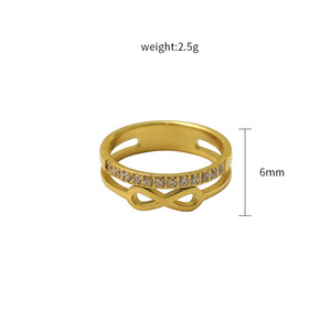 Women's Gold Infinity Ring 316 Stainless Steel Channel Setting Everyday Wear Jewelry - Product Image 4