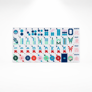 Tuiles de mahjong modernes portables en acrylique bleu-blanc pour jeu de mahjong américain 4 joueurs - Product Image 1