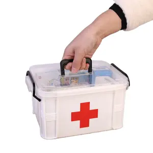 Fabrik Direkt verkauf Kleine 2-stufige Medizin box Tragbare Erste-Hilfe-Aufbewahrung medizin Kunststoff Multifunktions-KLASSISCH