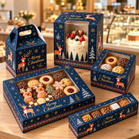 Boîte à biscuits de Noël personnalisée en papier kraft avec fenêtre pour gâteaux, cupcakes, pâtisseries, desserts, cadeaux de fête, vente en gros