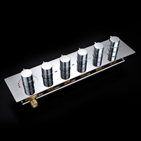 700x380mm 5 Fonctions Douche Ensemble Colonne Plafond De Bain Thermostatique Pluie Brouillard D'eau blanc Chaud LED Robinets