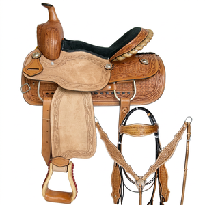 Silla de Montar Premium Western DD de Cuero Genuino de Alta Calidad Hecha a Mano para Carreras de Barriles y Espectáculos Ecuestres, Ligera y Cómoda para Rodeo - Product Image 1