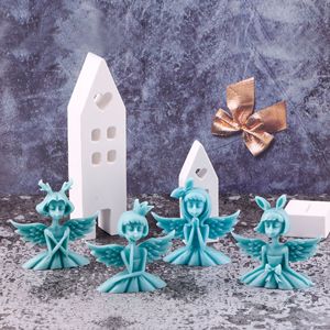 Angel Girl Silicone Mold For Candle Epoxy Resin DIY Craft Ornament Mold With Wings And Dress Design - Product Image 1