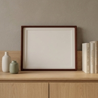 Marco de Fotos Vertical Rectangular de Madera de Caoba Natural de 13x19 Pulgadas, Vidrio Templado, Esquinas Redondeadas Hechas a Mano, con Paspartú de 11x17 Pulgadas