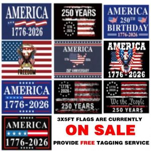 Hot Sell Eco-Friendly Double Sided Polyester 250 Years Blue American <b>Flag</b> 3x5 Ft for Anniversary Patriotic Design <b>Flags</b> - Product Image 5