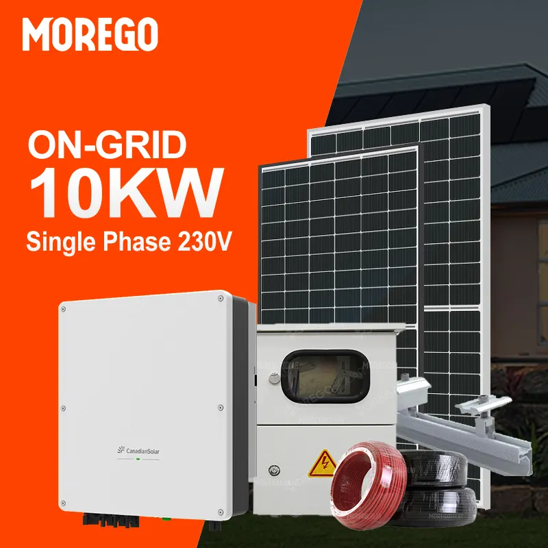 نظام طاقة شمسية بنظام شبكة ربط Moregosolar 10 كيلو وات 15 كيلو وات 20 كيلو وات 30 كيلو وات نظام للمنزل