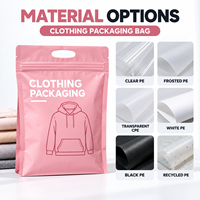 Sacs d'emballage pour vêtements en Mylar à fond plat personnalisés, avec fermeture éclair, anti-poussière et anti-humidité, pour les boutiques de vêtements et les grossistes
