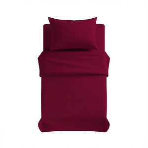 Ensemble de draps en coton bordeaux, taille simple française, 100 % tissu pur, taies d'oreiller incluses - Product Image 3