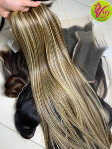 Cabello Humano Camboyano Virgen con Reflejos Piano, Liso, 20 Pulgadas, con Cierre de Encaje HD 5x5, Venta al por Mayor - Product Image 1