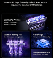 CODE D'ORIGINE Vortex RGB 48GB 24GBx2 DDR5 6000MHz CL26 UDIMM 288 broches Dissipateur thermique en aluminium XMP 3.0 EXPO pour PC de jeu en stock