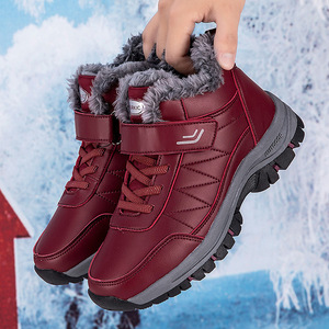 Bottes chaudes pour hommes, bottes de neige à bout rond, doublées de fourrure, antidérapantes, semelle extérieure en caoutchouc, tige synthétique, taille 47 48 - Product Image 1