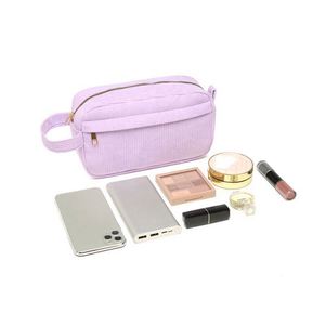 Pochette de toilette en velours côtelé écologique, personnalisable avec logo, portable, avec fermeture éclair et poignées, pour le rangement des cosmétiques - Product Image 6