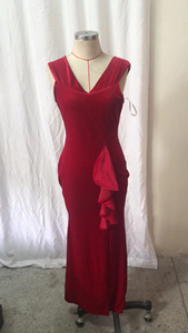 Vestido Maxi Elegante de Terciopelo Estilo Sirena 2025 para Mujer, Largo, con Volantes y Abertura Lateral, Color Azul - Product Image 6