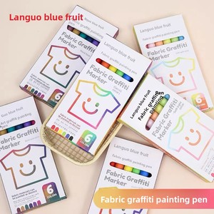 Nouveau <span class=keywords><strong>stylo</strong></span> de peinture textile Languo 6 couleurs pour vêtements, <span class=keywords><strong>marqueur</strong></span> graffiti pour vêtements à peindre soi-même, aquarelle textile - Product Image 1