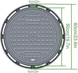 Coperchio per Pozzetto <span class=keywords><strong>in</strong></span> Ghisa Divino, Resistente, per Vialetti e Fosse Settiche, con Base, Rotondo, Nero, Antiscivolo, per Ispezione - Product Image 1