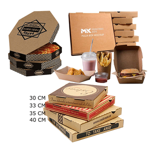 Wholesale custom printed with logo design disposable eco kraft bulk round cheap for 12" 16 18 inch slice pizza Burger boxes