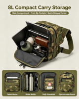 Sac à bandoulière tactique camouflage pour homme 8L, en polyester imperméable, système Molle, pour activités de plein air, randonnée, camping, tir, chasse