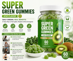 Complément alimentaire Easy Chew Super Green Gummy, riche en fibres, complexe vitaminique, <span class=keywords><strong>sans</strong></span> poudre désagréable, soutien quotidien pour une alimentation équilibrée, 30 portions, adulte - Product Image 1