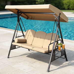 Sedia a dondolo popolare da esterno con struttura in metallo, sedia sospesa da giardino con tettuccio - Product Image 3