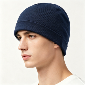 Bonnet unisexe ACE en mélange acrylique/laine, bleu marine uni, chaud, extensible, pour l'hiver, le quotidien, le ski et la randonnée - Product Image 1