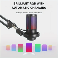 Microphone de jeu USB professionnel avec éclairage RGB, bras articulé réglable et filtre anti-pop