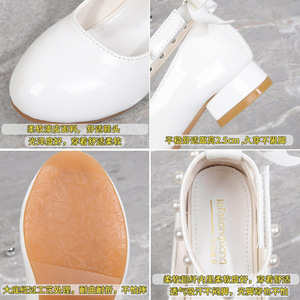 Splendide <span class=keywords><strong>scarpe</strong></span> da principessa con perle bianche per bambina, <span class=keywords><strong>scarpe</strong></span> con tacco alto, antiscivolo, suola morbida, per feste, matrimoni, spettacoli teatrali. - Product Image 3