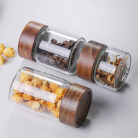 Grosir kaca tahan panas stoples penyimpan makanan madu Acacia sekrup kayu 100ml 150ml wadah bening stoples dekoratif dengan tutup