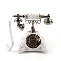 Téléphone fixe vintage en résine à motif marbre blanc, style antique, pour la maison, l'hôtel, le bureau