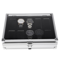 Boîte de rangement de montre en aluminium, taille personnalisée, boîte de rangement de luxe verrouillable avec couvercle en verre, pièces