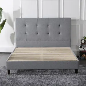 Popular and simple design soft velvet Upholstered bed frames double king size mattress foundation