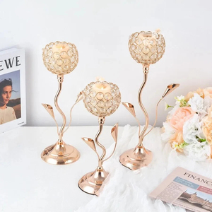 Portavelas de cristal LANJO con forma de flor, decorativos para el hogar, para bodas, cenas y fiestas. - Product Image 2