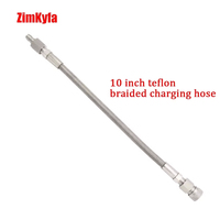 Tuyau de remplissage d'air HPA ZimKyfa de 10 pouces en acier inoxydable tressé avec revêtement en téflon, connexion filetée, 3000 PSI, noir, ergonomique