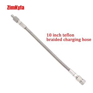 Tuyau de charge tressé en téflon ZimKyfa de 10 pouces, tuyau de remplissage d'air HPA en acier inoxydable, connexion filetée 4500 PSI - Product Image 1