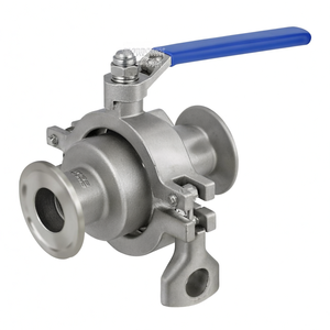 Válvula de bola sanitaria con brida de 3 vías y puerto en L DN20 3/4" de bronce con maneta manual, grado alimenticio, OEM, para pedidos urgentes COVNA - Product Image 1