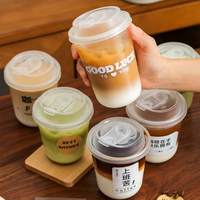 Gobelets en plastique jetables écologiques en forme de U de 500 ml/700 ml, diamètre 90 mm, vente en gros, gobelets transparents pour bubble tea, gobelets à paroi simple
