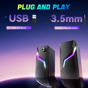 Haut-parleur puissant à large gamme pour ordinateur portable, subwoofer de bureau USB 2.0, audio alimenté par PC, haut-parleur RGB pour jeux, pour les amateurs de jeux - Product Image 6