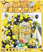 Ensembles de ballons d'abeille couleur Latex Kit d'arche de guirlande jaune or noir fournitures de décorations de fête d'anniversaire joyeux