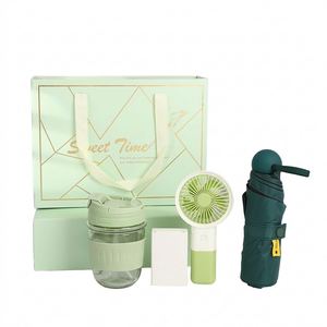 Premium Custom Logo Personalization Silk Screen Printing Electronic Gift Set Gift Box Fan Umbrella Plastic <b>Cup</b> Wedding Gifts - Product Image 1