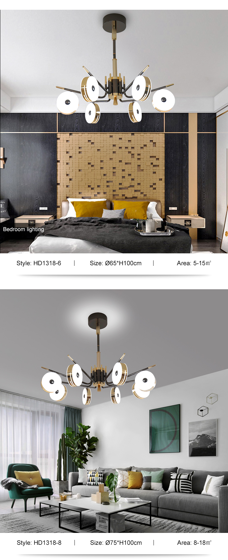 Modern Style Gold Decoration Dining Room Office Living room Bedroom Led Chandelier Light
