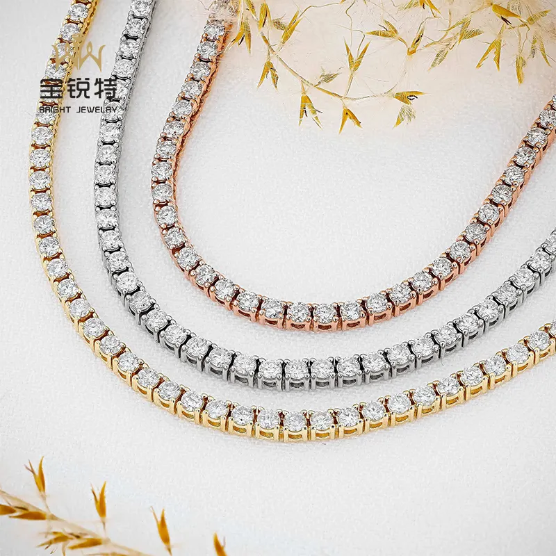 18k Белое Золото бриллиантовое ожерелье кубинские звеньевые ювелирные изделия лабораторные бриллиантовые теннисные ожерелья на заказ кулон