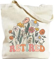 BULANGFA Sac fourre-tout en toile pour femme, motif floral, forme rectangulaire, prêt pour les voyages, Cadeau de retraite, « Pas de problème pour moi maintenant »
