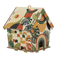 Kit de puzzle 3D en bois personnalisé pour peinture diamant, thème cabane de Noël en forme de maisonnette de pain d'épices, pour artisanat et décoration, vente en gros
