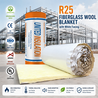 Rouleau de laine de verre R25 PP avec face en fibre de verre de 8 pouces, isolation thermique pour toiture/mur de bâtiment métallique