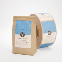 Étiquettes autocollantes personnalisées en vinyle imperméable pour emballages de café, imprimées en rouleau, pour boissons et sachets de grains de café