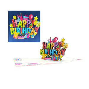 Carte de vœux Joyeux Anniversaire Décoration d'intérieur Art de collection Numérique Best-seller Conception personnalisée Découpe de papier 3D Faite à la main - Product Image 4